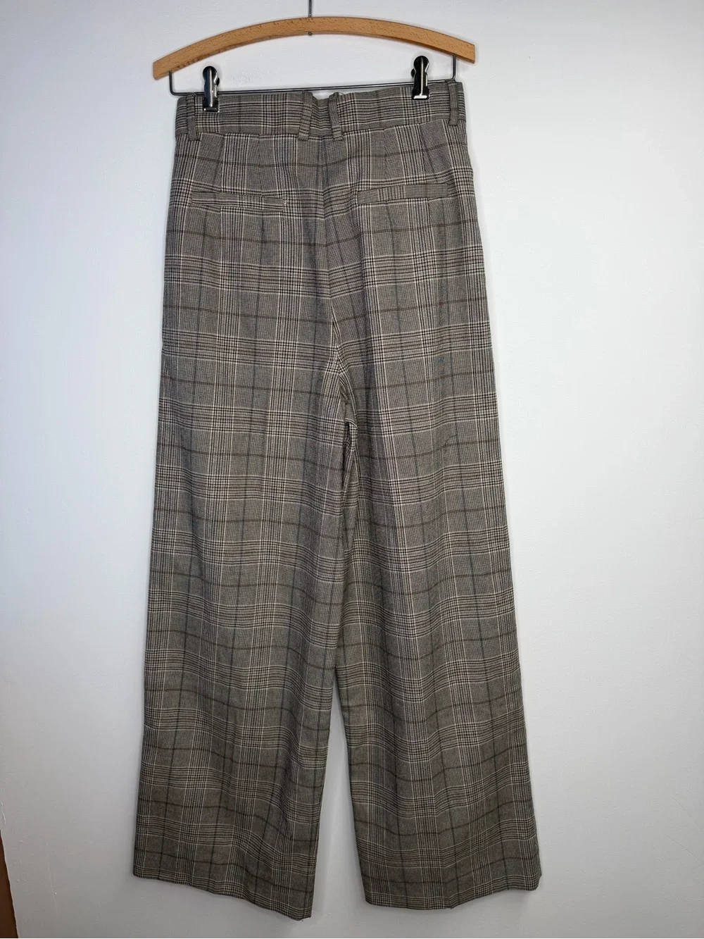 ZARA Checked Plaid Full Length High Waisted Wide Leg Tailored Trousers Small NWT - Picture 5 of 5